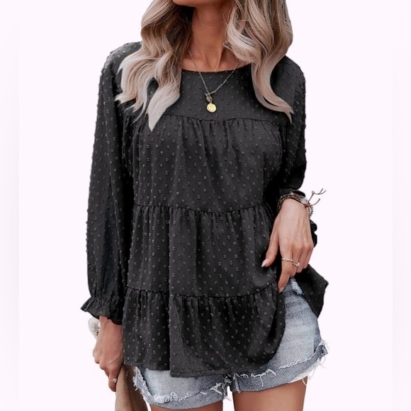 Pretty Garden Top Black Babydoll Chiffon Fairy Tiered Witchy XL - Picture 1 of 10